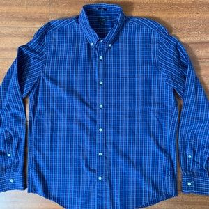 J Crew Long Sleeved Shirt in Blue Check - Size XL